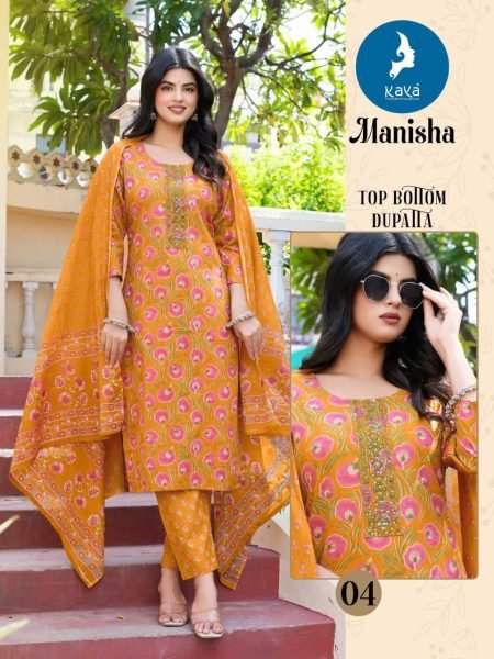 Kaya Manisha Readymade Cotton Suit Set 3PC Summer Wear Collection 6 Pcs Catalogue Full Set Kurti