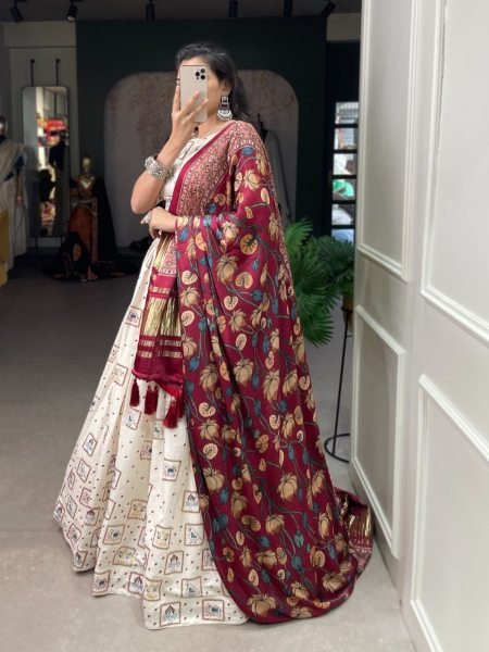 Khaadii Cotton Embroidery Work Lehenga Choli  Navratri Lehnega Choli