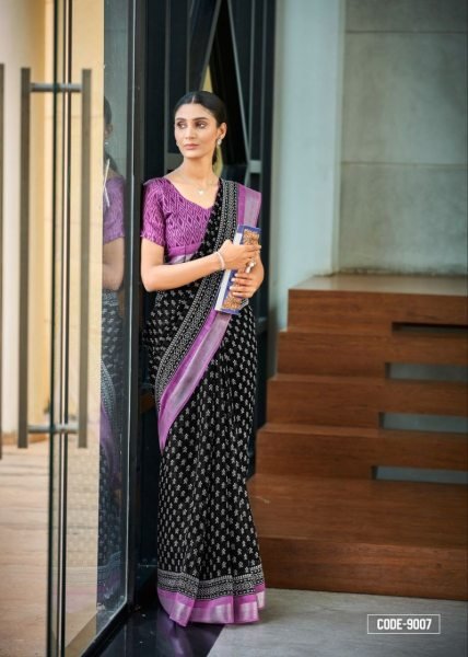 Khadi Cotton Saree Uniform with Zari Border - Ready Stock Cotton Sarees Wholesale