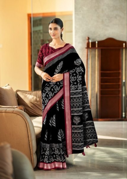 Khadi Cotton Saree Uniform with Zari Border - Ready Stock Cotton Sarees Wholesale