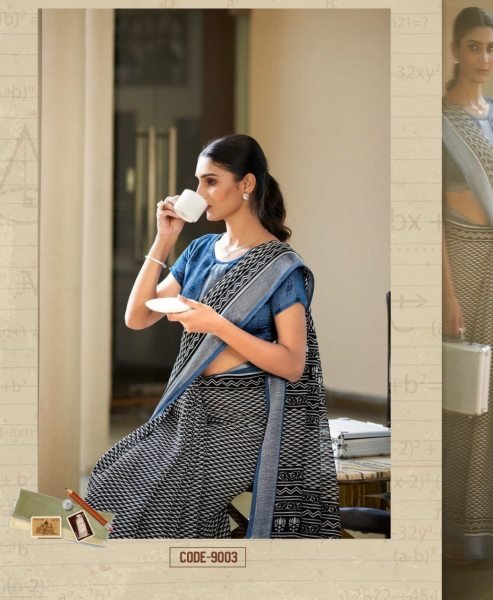 Khadi Cotton Saree Uniform with Zari Border - Ready Stock Cotton Sarees Wholesale