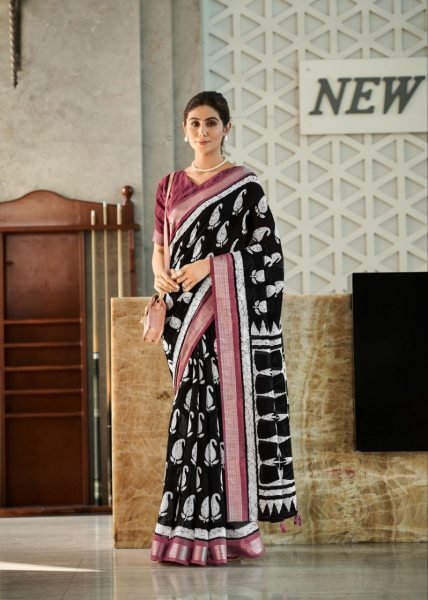 Khadi Cotton Saree Uniform with Zari Border - Ready Stock Cotton Sarees Wholesale