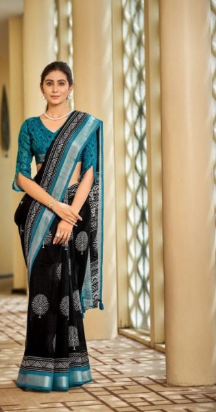 Khadi Cotton Saree Uniform with Zari Border - Ready Stock Cotton Sarees Wholesale
