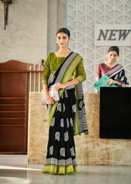 Khadi Cotton Saree Uniform with Zari Border - Ready Stock Cotton Sarees Wholesale