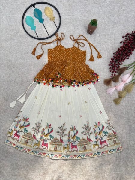 Kids Anarkha Style Dress with Pleated Skirt & Georgette Top Party Ready Look Kurtis