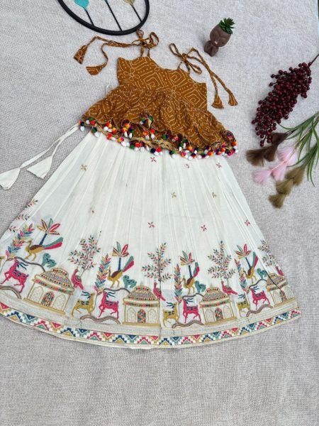 Kids Anarkha Style Dress with Pleated Skirt & Georgette Top Party Ready Look Girls Wear