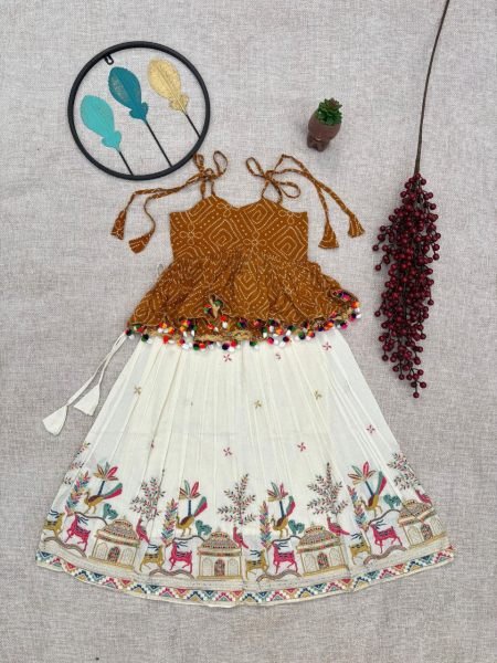 Kids Anarkha Style Dress with Pleated Skirt & Georgette Top Party Ready Look Girls Wear
