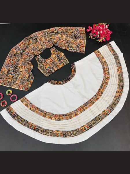 Kids Navratri Cotton Lehenga Choli Set With Dupatta  & Patch Work Style Kurtis