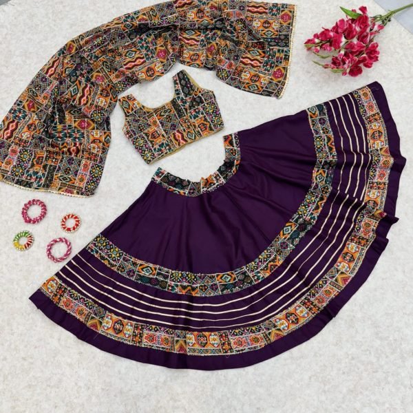 Kids Navratri Cotton Lehenga Choli Set With Dupatta  & Patch Work Style Girls Wear