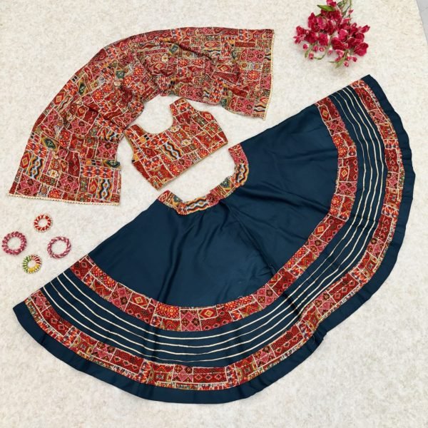 Kids Navratri Cotton Lehenga Choli Set With Dupatta  & Patch Work Style Girls Wear