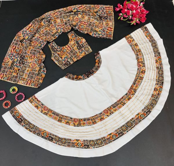 Kids Navratri Cotton Lehenga Choli Set With Dupatta  & Patch Work Style Girls Wear
