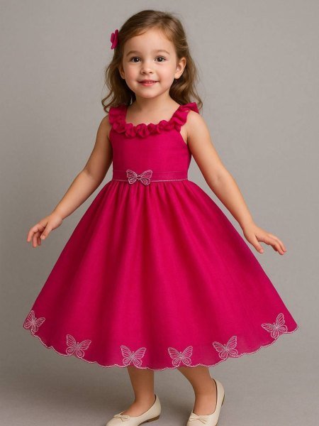 Kids Silk Party Gown with Embroidery and Cotton Inner Stylish Look Kurtis