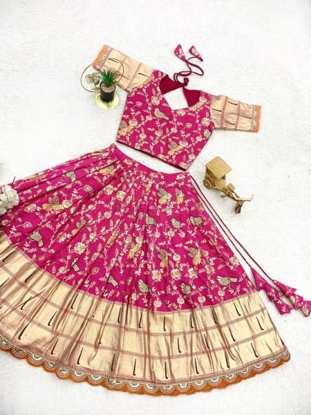 Kids Stylish Rayon Lehenga Choli Set Beautiful Designer Festive Wear Ready to Wear for Girls  Girls Wear
