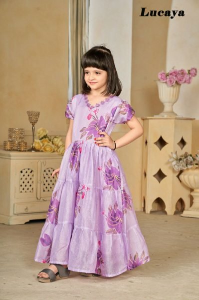 Kota Check Digital Print Mom Daughter Matching Dresses Western Style Mom-Doughter Collection