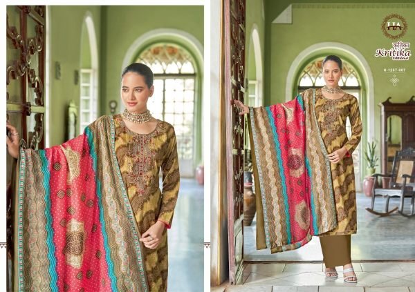 KRITIKA VOL 4 Pure Rayon with Digital Print with Foil    Swarovski Diamond Work Dress Material 8 Pcs catalogue Full Set Dress Material
