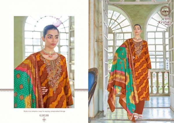 KRITIKA VOL 4 Pure Rayon with Digital Print with Foil    Swarovski Diamond Work Dress Material 8 Pcs catalogue Full Set Dress Material