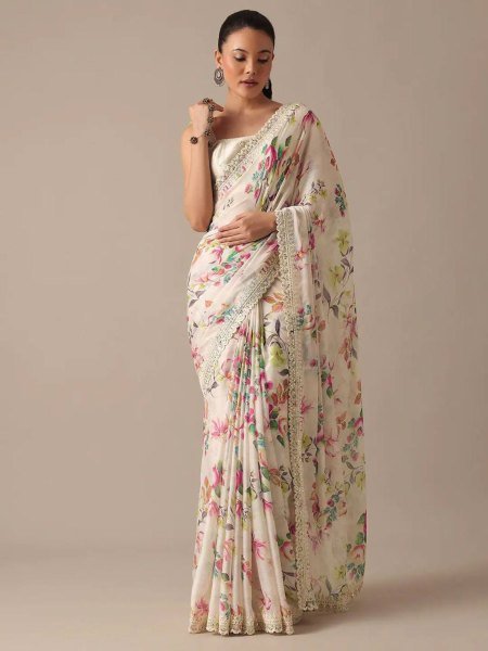 Fancy Georgette Saree Floral Chiffon Design Best Offers on Fancy Georgette Sarees Sarees 