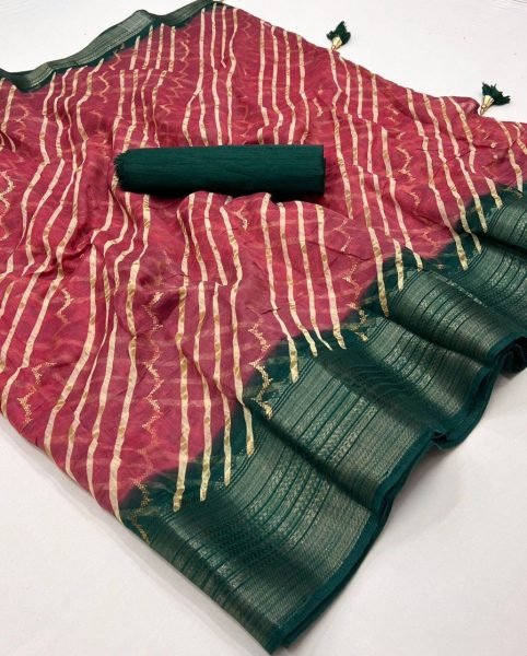  Laheriya Foil Print Soft Slub Cotton Saree  Cotton Sarees Wholesale