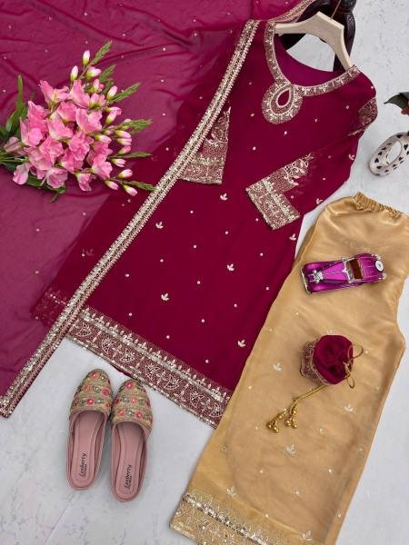 Latest Designer Full Stitched Fox Georgett Suit Set with Dupatta and Free Handbag at Best Rates Ready To Wear Collection