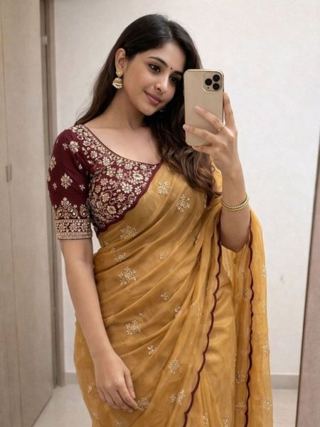 Latest Designer Rangoli Tissue Saree with Premium Embroidery Work for Party Look Sarees 