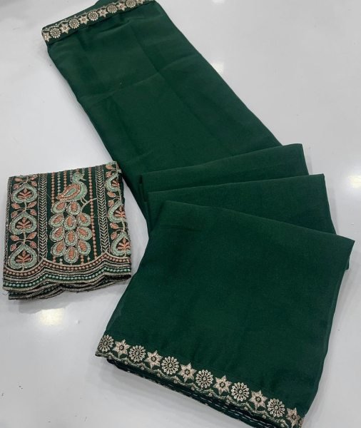 Latest Green Rangoli Silk Saree with Multi Work Blouse for Festive Wear Silk Sarees Wholesale