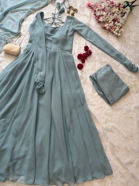 Latest Grey Designer Anarkali Suit Collection for Festive Wear Ready To Wear Collection