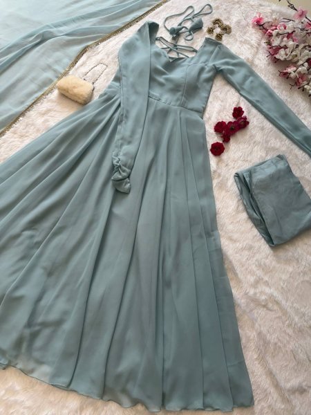 Latest Grey Designer Anarkali Suit Collection for Festive Wear Ready To Wear Collection