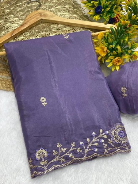 Latest Lavender Chocolaty Silk Sequence Work Saree for Special Occasions  Designer Wedding Sarees Wholesale