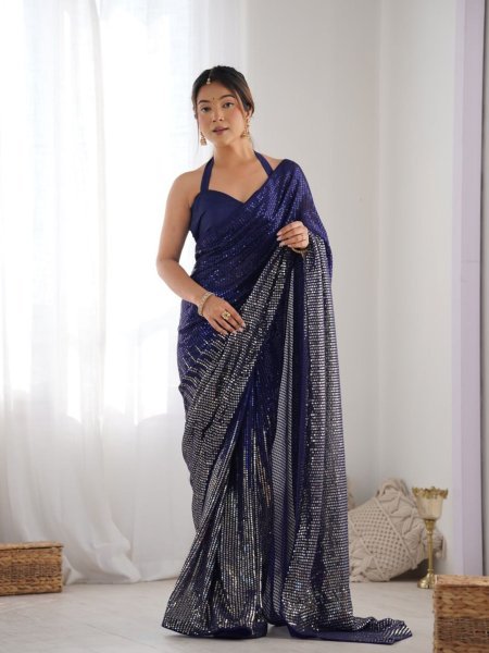 Latest Partywear Georgette Sarees with Sequin & Thread Work Affordable New Collection for Women  Georgette Sarees Wholesale