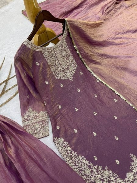 Latest Purple Fashion Palazzo Suit Set With Dupatta for Modern Women Ready To Wear Collection
