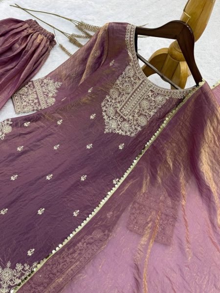 Latest Purple Fashion Palazzo Suit Set With Dupatta for Modern Women Ready To Wear Collection