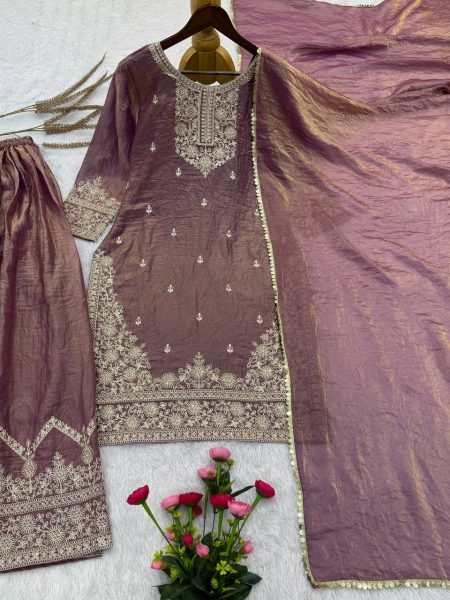 Latest Purple Fashion Palazzo Suit Set With Dupatta for Modern Women Ready To Wear Collection