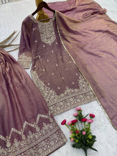 Latest Purple Fashion Palazzo Suit Set With Dupatta for Modern Women Ready To Wear Collection