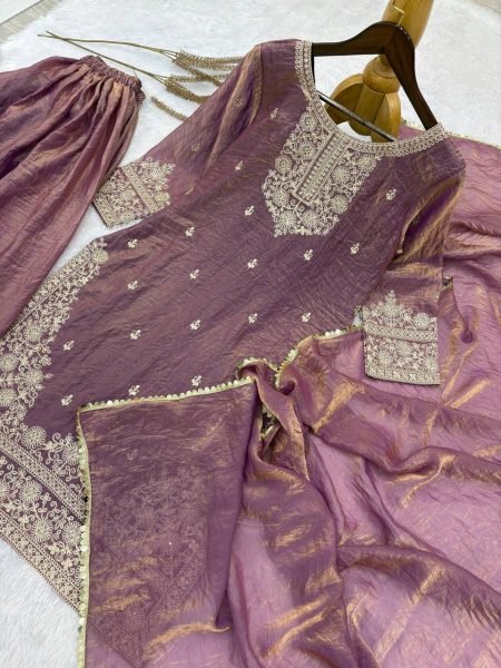 Latest Purple Fashion Palazzo Suit Set With Dupatta for Modern Women Ready To Wear Collection