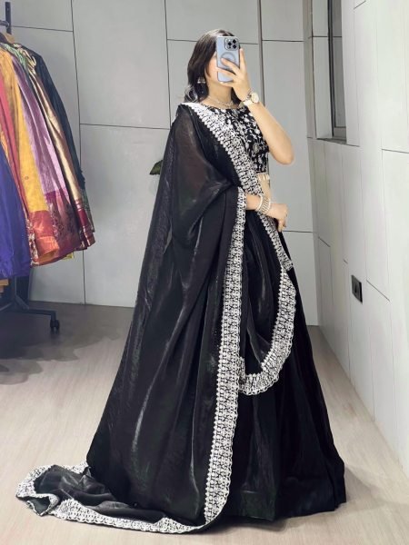 Latest Satin Lehenga with Heavy Embroidery and Dupatta for Garba Nights  Bridal Lehenga Choli