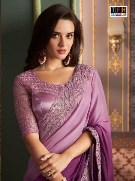 Latest TFH Fancy Party Wear Soft Satin Silk Saree Collection with Banglori Silk Blouse Embroidery Sarees Wholesale