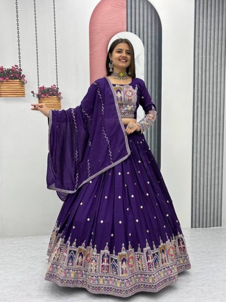 Latest Vichitra Silk Lehenga Choli 2025 Embroidered Wedding Lehenga Set with Dupatta Available Online   for Export Heavy Sequence Collection Designer Lehenga Choli