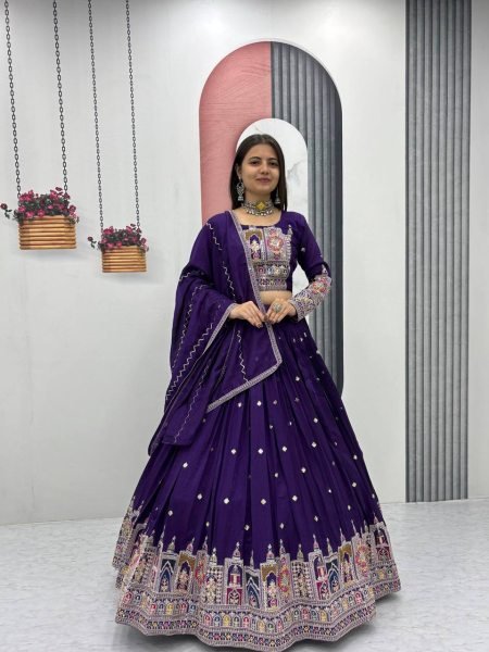 Latest Vichitra Silk Lehenga Choli 2025 Embroidered Wedding Lehenga Set with Dupatta Available Online   for Export Heavy Sequence Collection Designer Lehenga Choli
