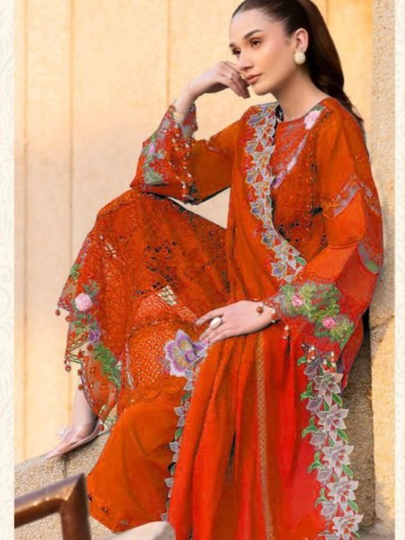 Launch Pakistani Straight Cut Heavy Lawn Cotton Suit with Self Embroidery   Organza Dupatta Wholesale Price Salwar Kameez