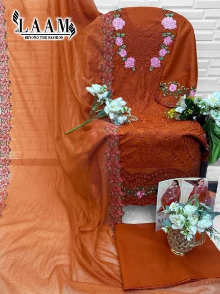 Launch Pakistani Straight Cut Heavy Lawn Cotton Suit with Self Embroidery   Organza Dupatta Wholesale Price Pakistani Suits Wholesale