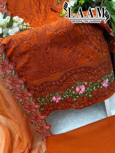 Launch Pakistani Straight Cut Heavy Lawn Cotton Suit with Self Embroidery   Organza Dupatta Wholesale Price Pakistani Suits Wholesale