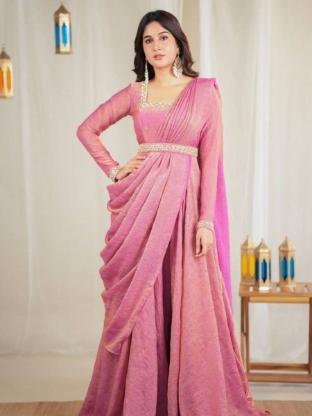 Launching New Designer Party Wear Gown Saree with Dupatta   