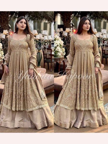 Launching New Designer Party Wear Gown with Lehenga in Heavy Embroidery Sequence work Ready To Wear Collection