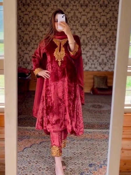 Launching New Designer  Viscose Velvet Suit Collection  With Embroidery And Sequence Work 