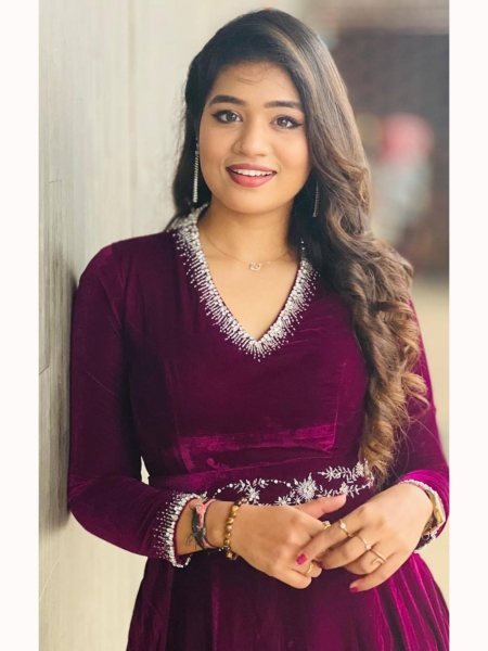 Launching New Party Wear Velvet Gown with  Heavy Embroidery Sequence Work Plus Size Kurti / Gown