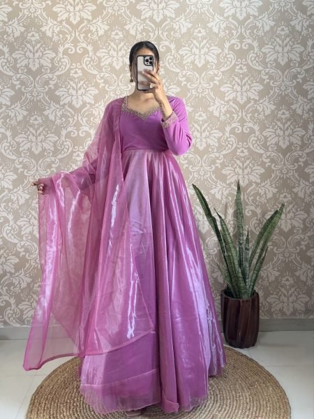 Launching Super Hit Collection Designer 9000 Velvet With Hand Work Gown With Cut Work Duppata Kurti With Dupatta Wholesale