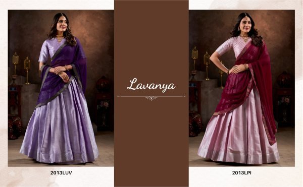 Lavender color Half Saree Jacquard Silk Lehenga Choli with Weaving Work Half Saree Lehenga