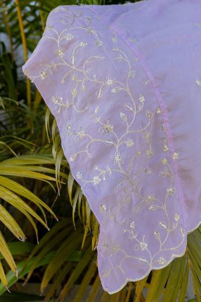 Lavender Color Vichitra Silk Embroidered Kurta Dupatta Set For Woman Embroidery Kurtis 