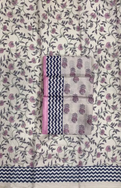 Lavender Designer Cotton Kota Check Digital Print Saree with Rich Pallu at Festival Wear Printed Cotton Sarees Wholesale