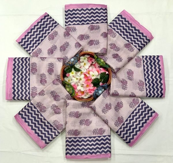 Lavender Designer Cotton Kota Check Digital Print Saree with Rich Pallu at Festival Wear Printed Cotton Sarees Wholesale